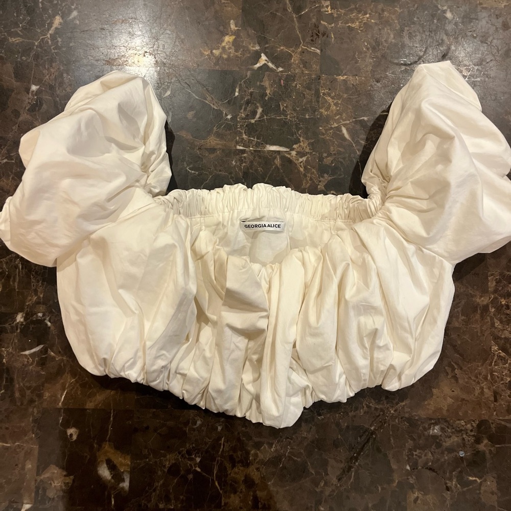 Georgia Alice Off White Off Shoulder Top Puff Sleeve Top